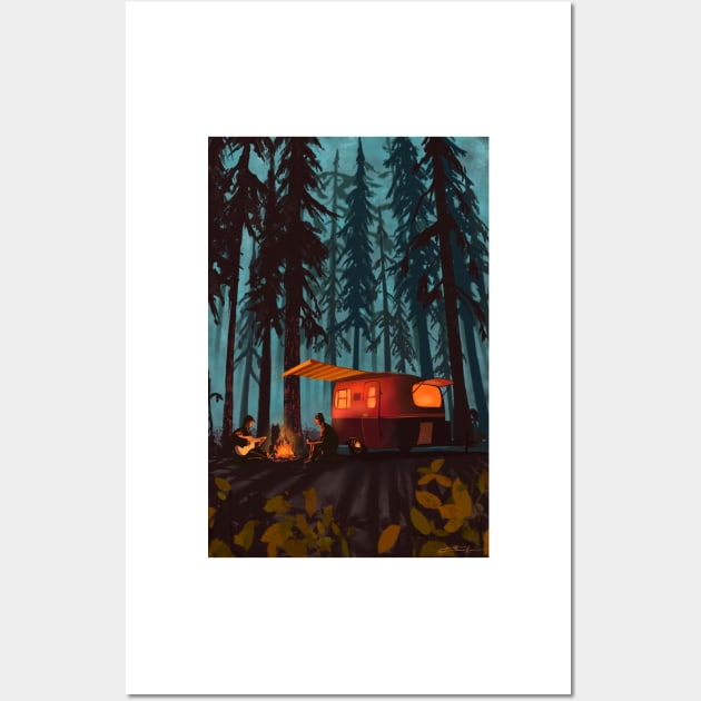 retro twilight camping Wall Art by SFDesignstudio